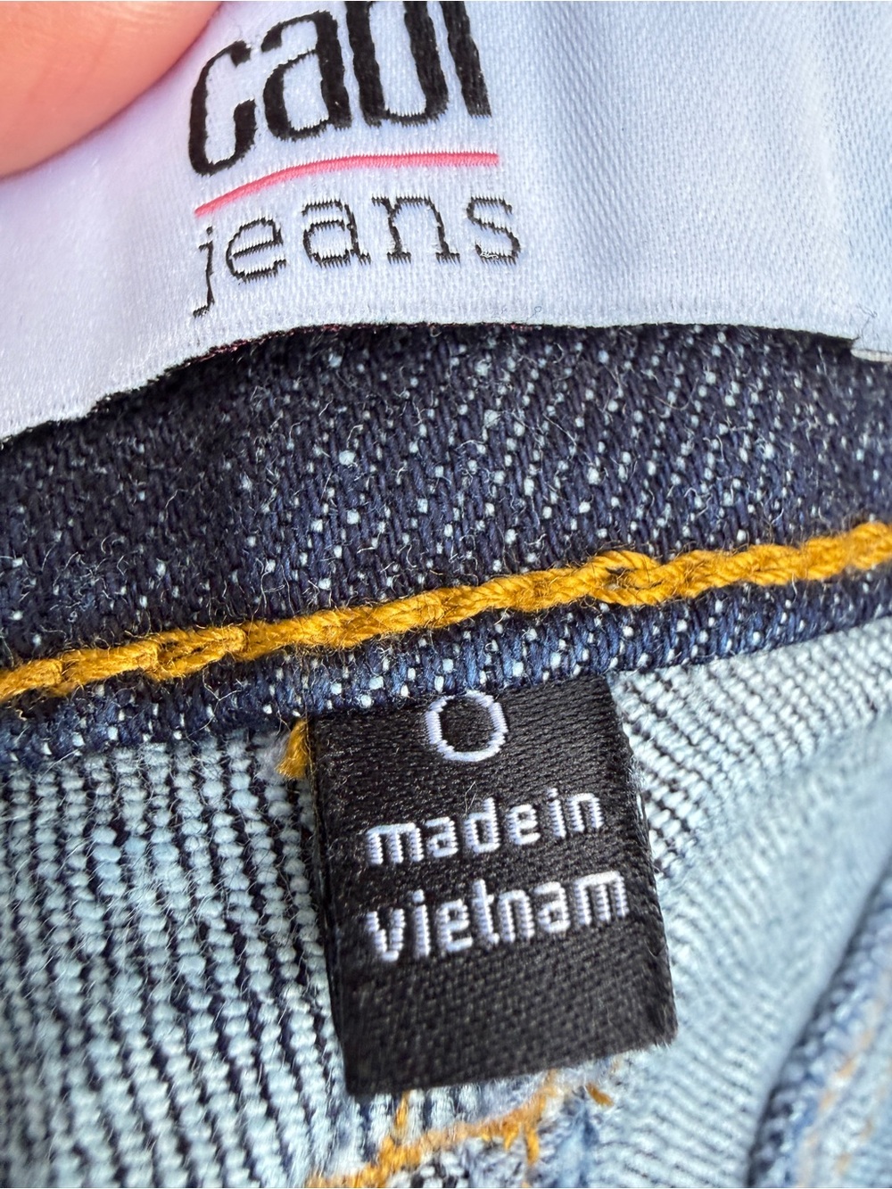 CAbi Navy Wide-Leg Jeans with Yellow Topstitching - Picture 5 of 8
